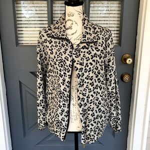 Vintage 80’s Fuda International Leopard Print Silk Oversized Bomber Jacket Small